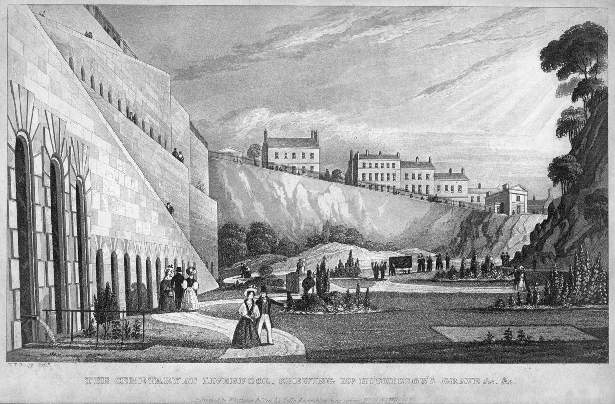 A liverpooli temető, Huskissons sírja stb., 1831. alkotó: Thomas Talbot Bury