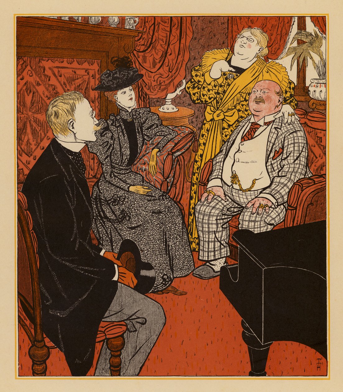 Látogatás (színes litográfia) alkotó: Thomas Theodor Heine