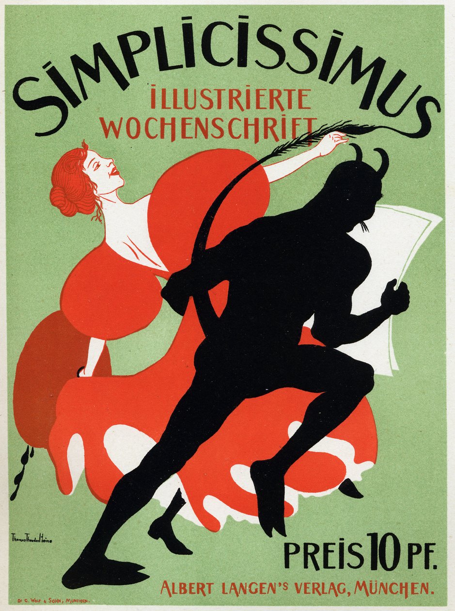 Művészet. Irodalom. A Simplicissimus folyóirat. Thomas Thedor Heine plakátja, Németország, 1890 körül (plakát) alkotó: Thomas Theodor Heine