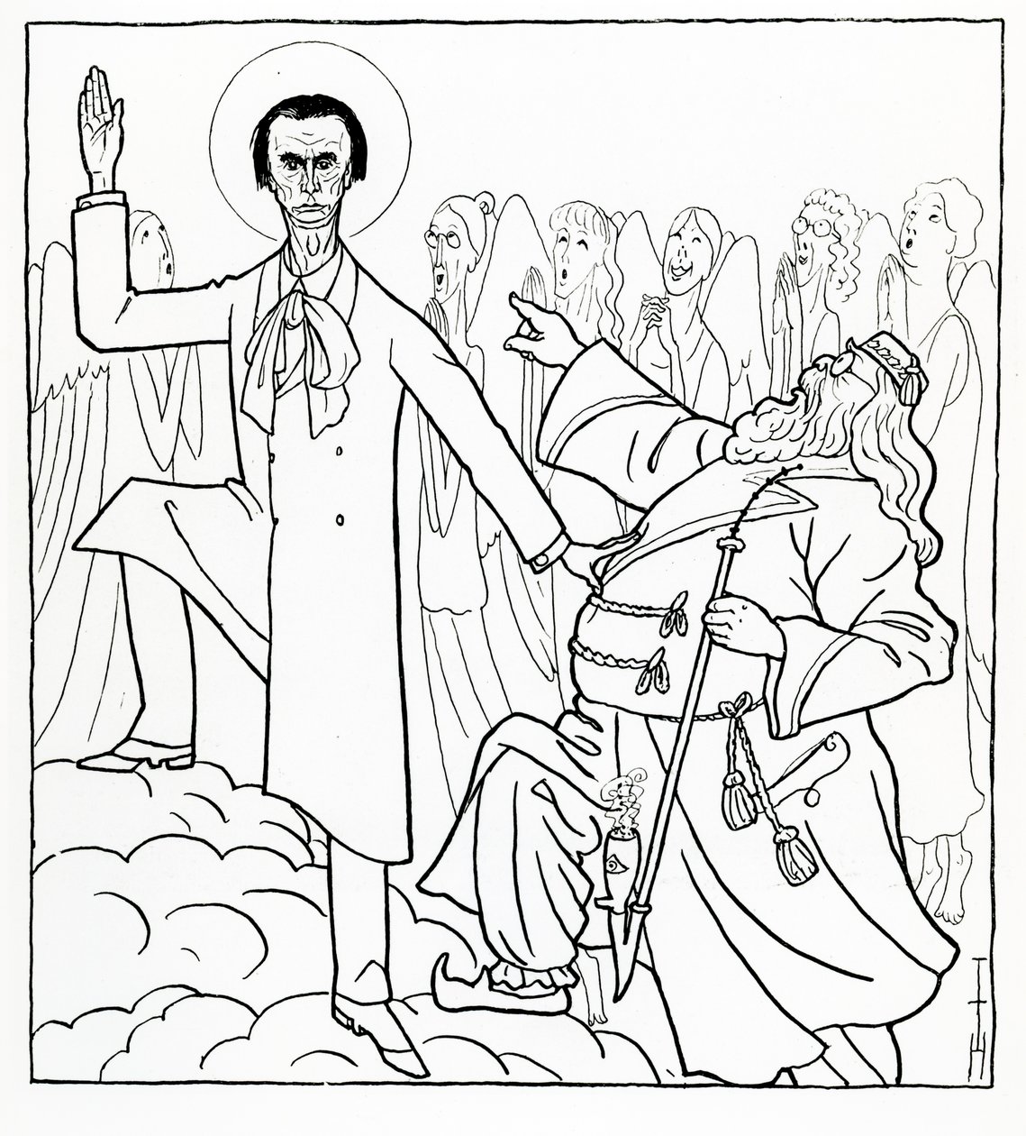 Rudolf Steiner karikatúrája, a „Simplicissimus” illusztrációja, megjelent 1925. április 20-án (litho) alkotó: Thomas Theodor Heine