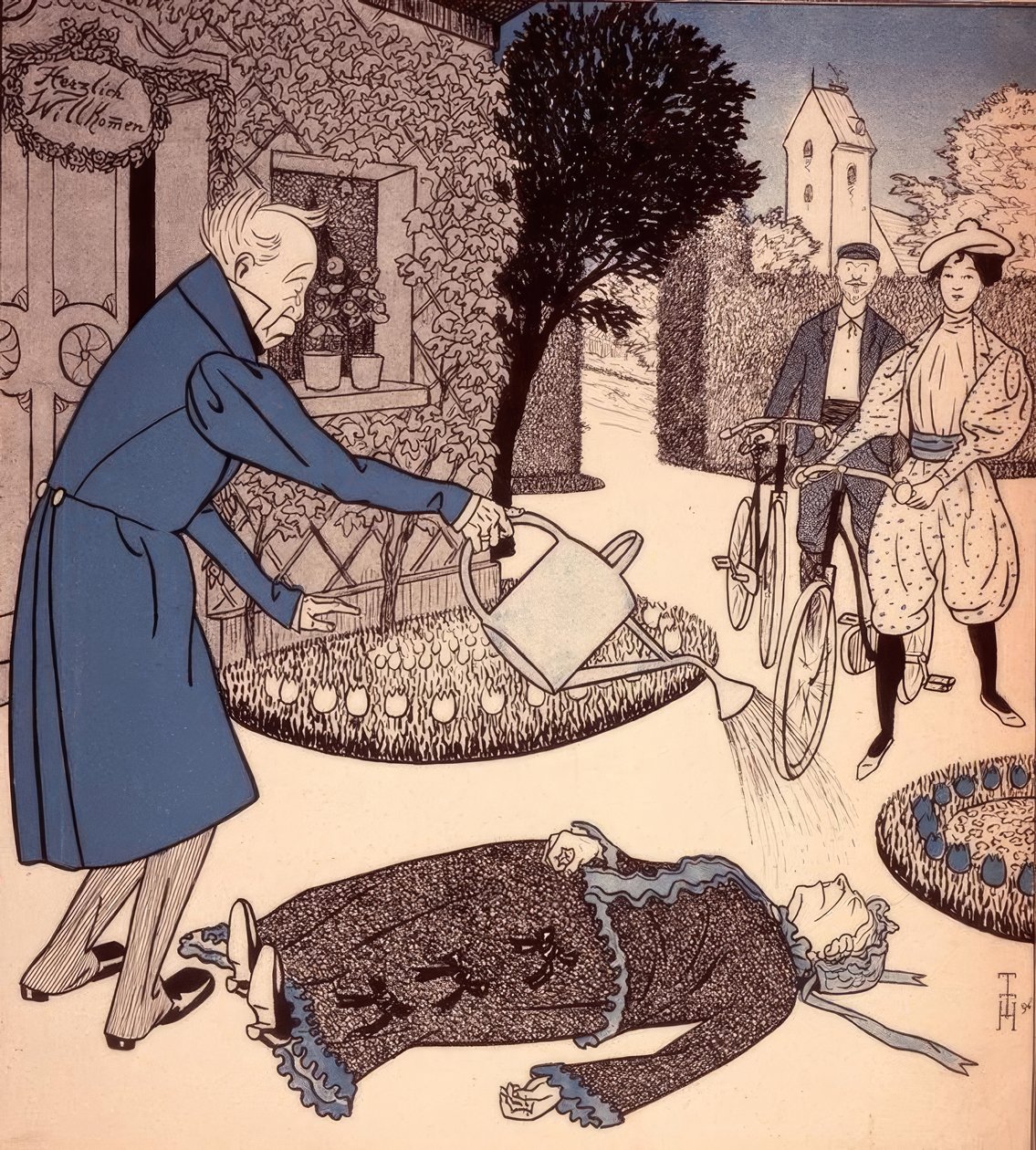 Az ifjú házasok látogatása alkotó: Thomas Theodor Heine
