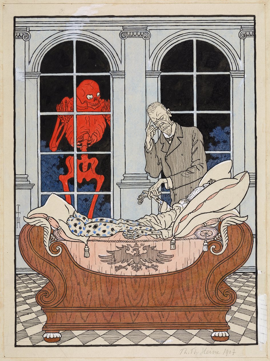 A haldokló Reichstag; Simplicissimus XV/49, 1911 alkotó: Thomas Theodor Heine