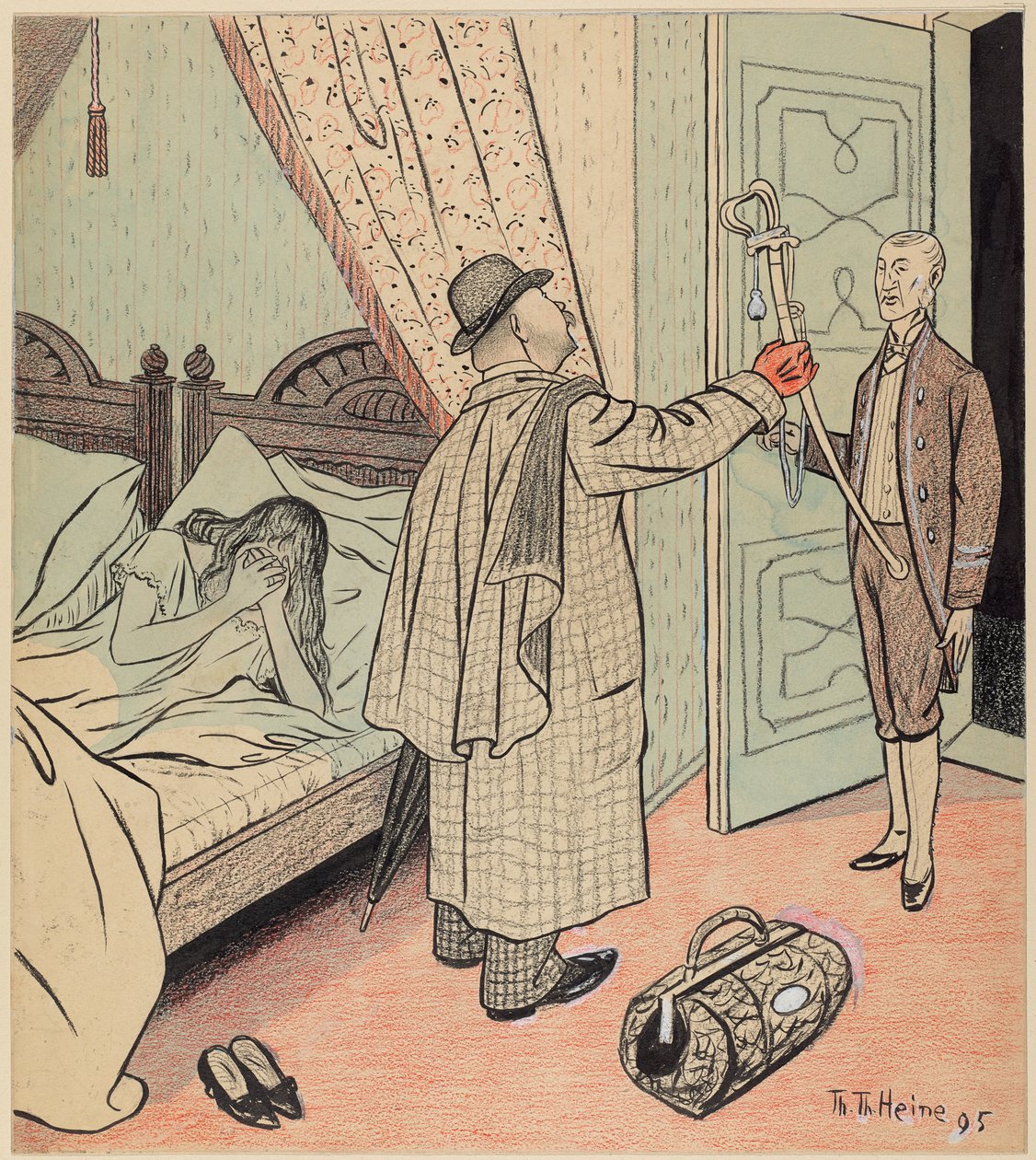 A tartalékos hazatérése; Simplicissimus I/32, 1896 alkotó: Thomas Theodor Heine