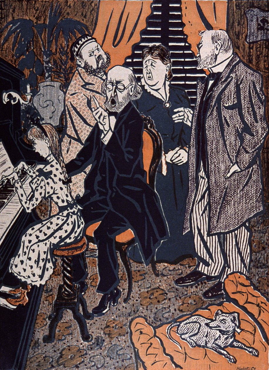 Családi koncert zongoránál: Simplicissimus, Németország alkotó: Thomas Theodor Heine