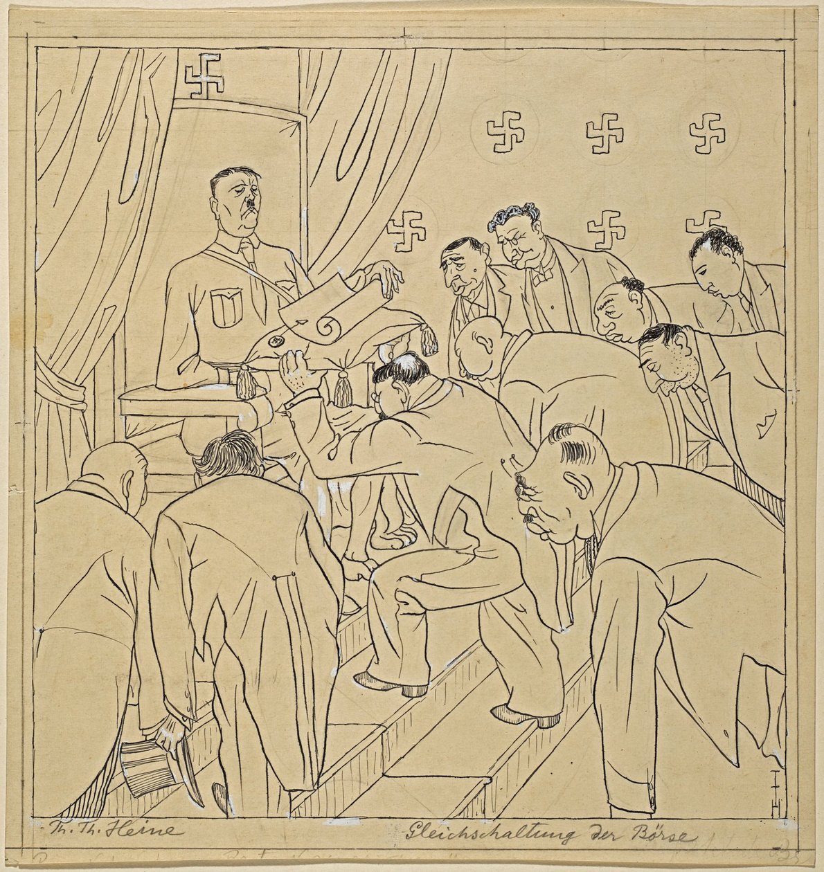 a tőzsde összehangolása; Simplicissimus XXXV/36, 1930 alkotó: Thomas Theodor Heine
