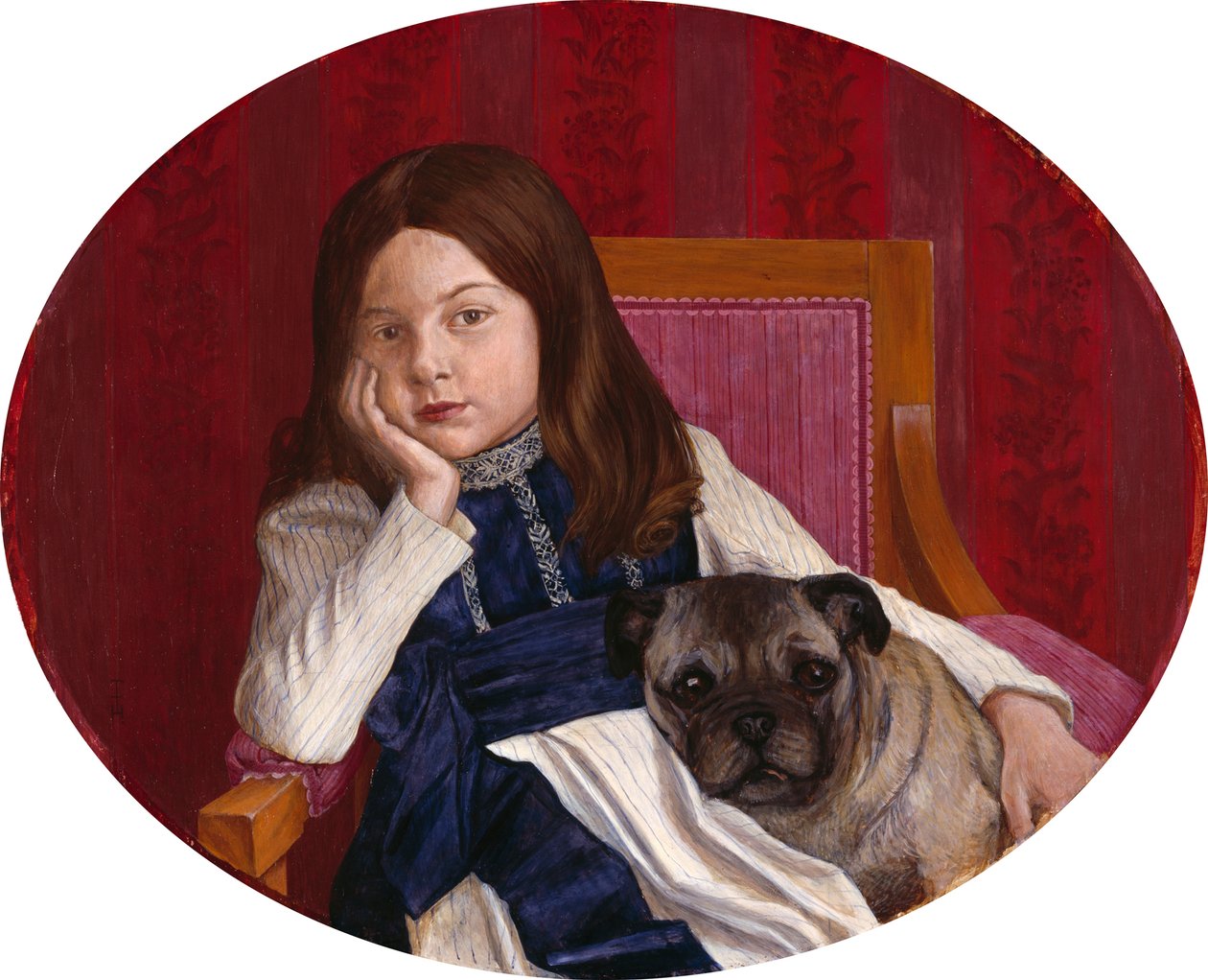 Johanna, a művész lánya mopszával alkotó: Thomas Theodor Heine