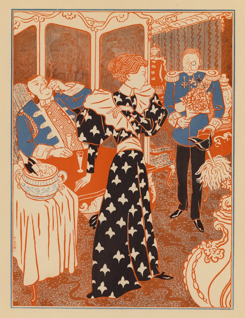 A hercegnő visszautasít egy házassági ajánlatot, mert eljegyezte kérője kocsisát (színes lithó) alkotó: Thomas Theodor Heine