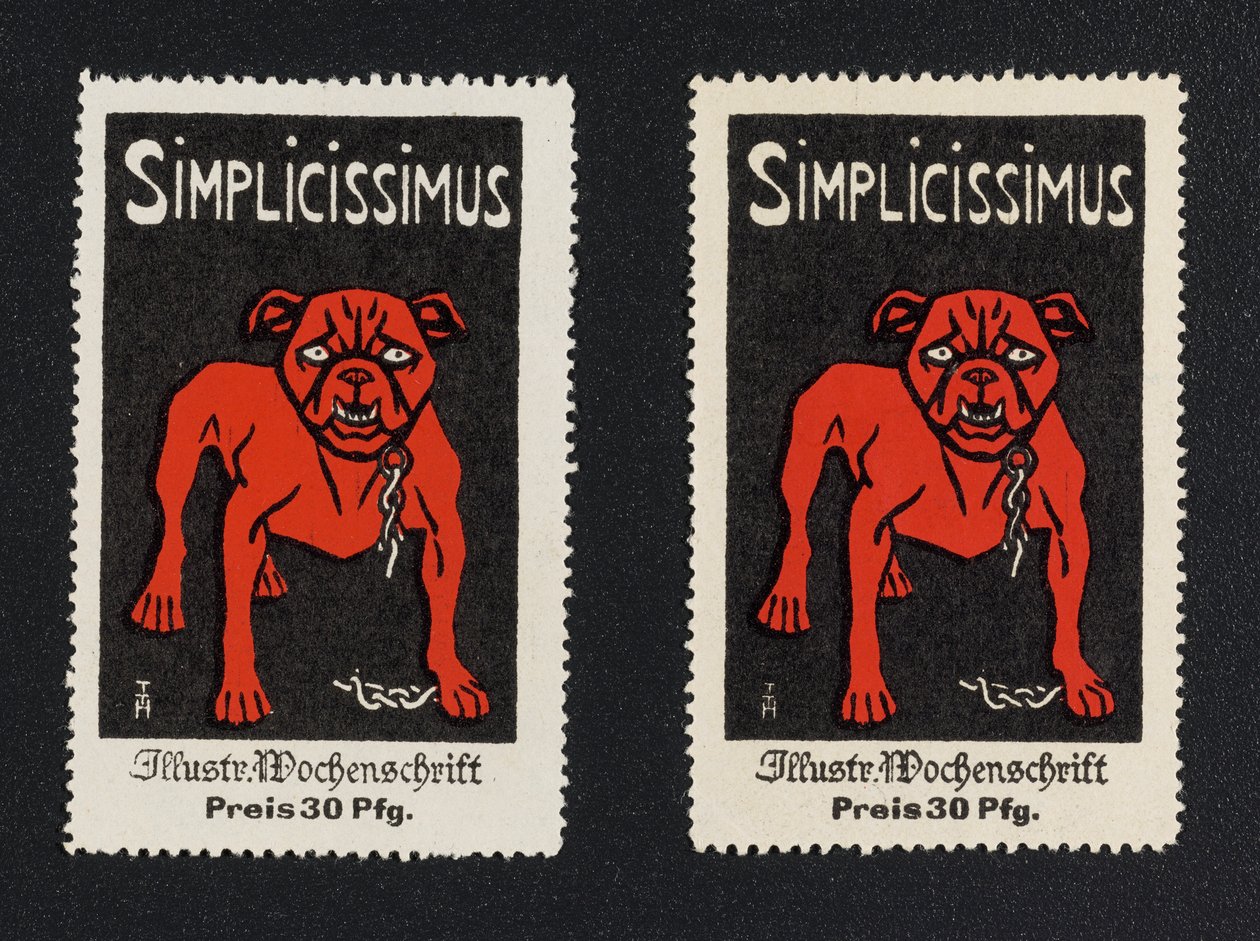 Werbemarke "Simplicissimus 30 Pfg." alkotó: Thomas Theodor Heine