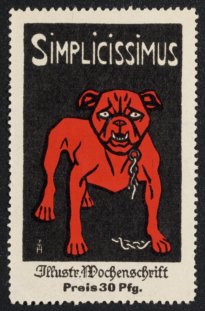 Reklamemarke "Simplicissimus 30 Pfg." alkotó: Thomas Theodor Heine