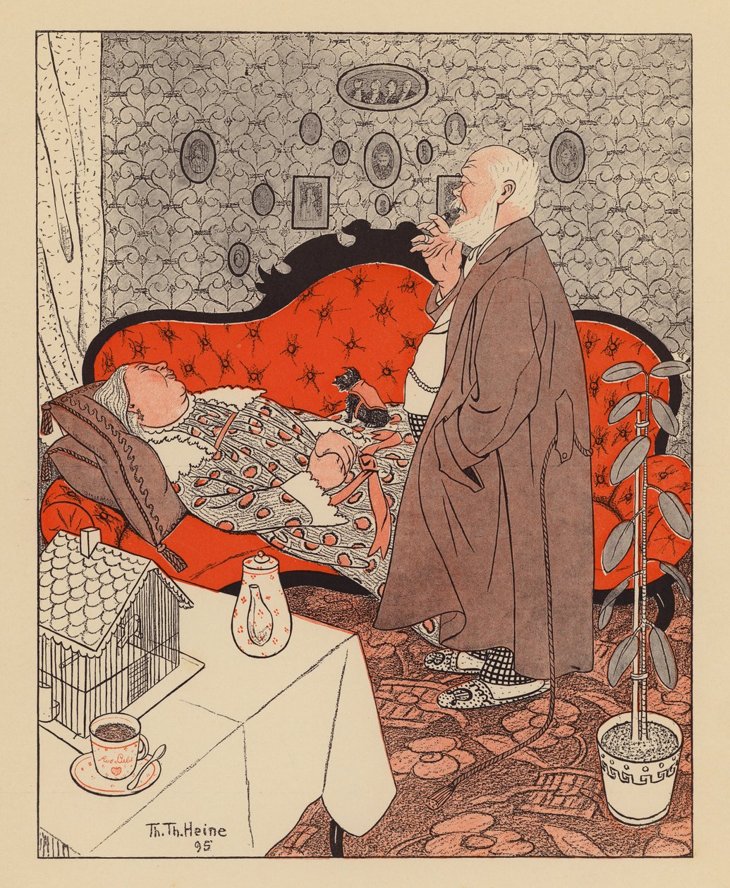 Nyugdíjas házaspár (színes litográfia) alkotó: Thomas Theodor Heine