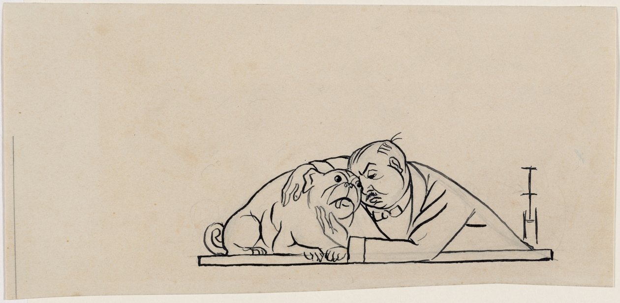 Önarckép mopszsal alkotó: Thomas Theodor Heine