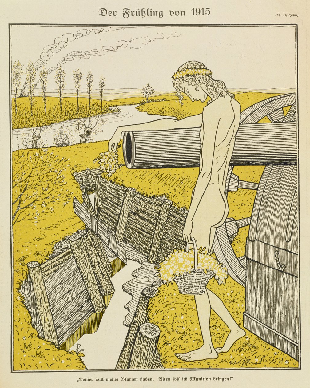 1915 tavasza, illusztráció egy német folyóiratból, "Simplicissimus", 1915 körül (litho) alkotó: Thomas Theodor Heine