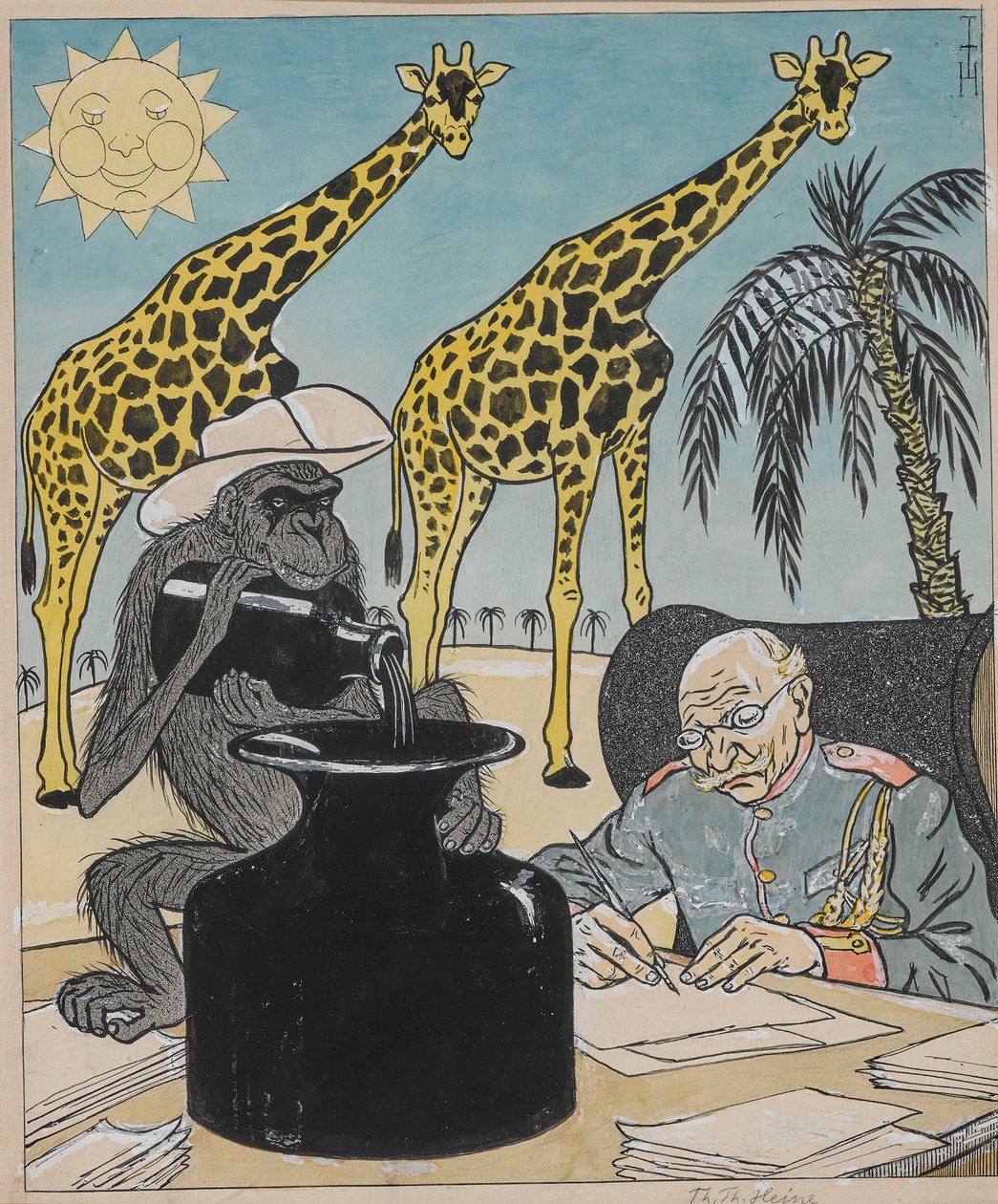 A gyarmatok nem virágozhatnak a német kormány alatt, mert kiszárad a tinta..., 1903. alkotó: Thomas Theodor Heine