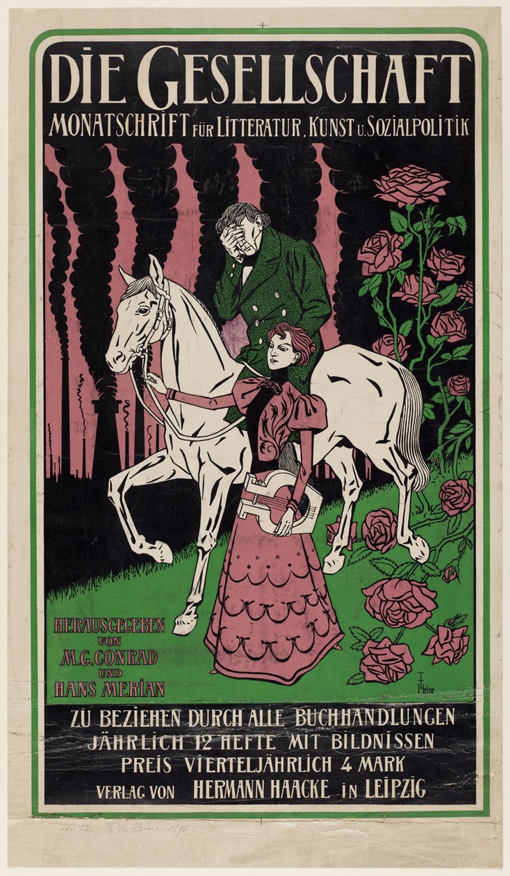 Reklámplakát a Die Gesellschaft magazin számára alkotó: Thomas Theodor Heine
