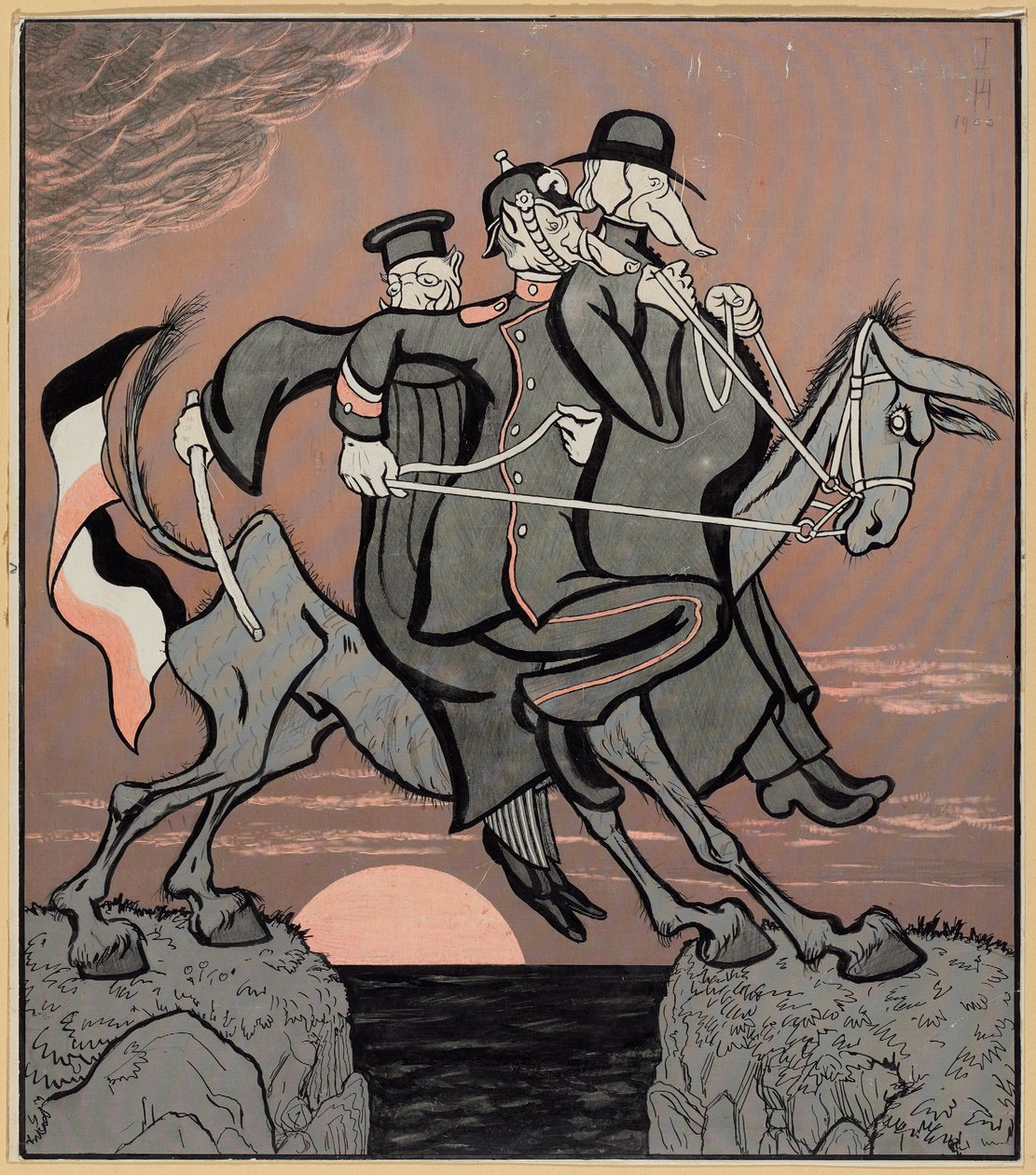 Túl sok szabályozás éri bennünket; Simplicissimus V/3, 1900 alkotó: Thomas Theodor Heine