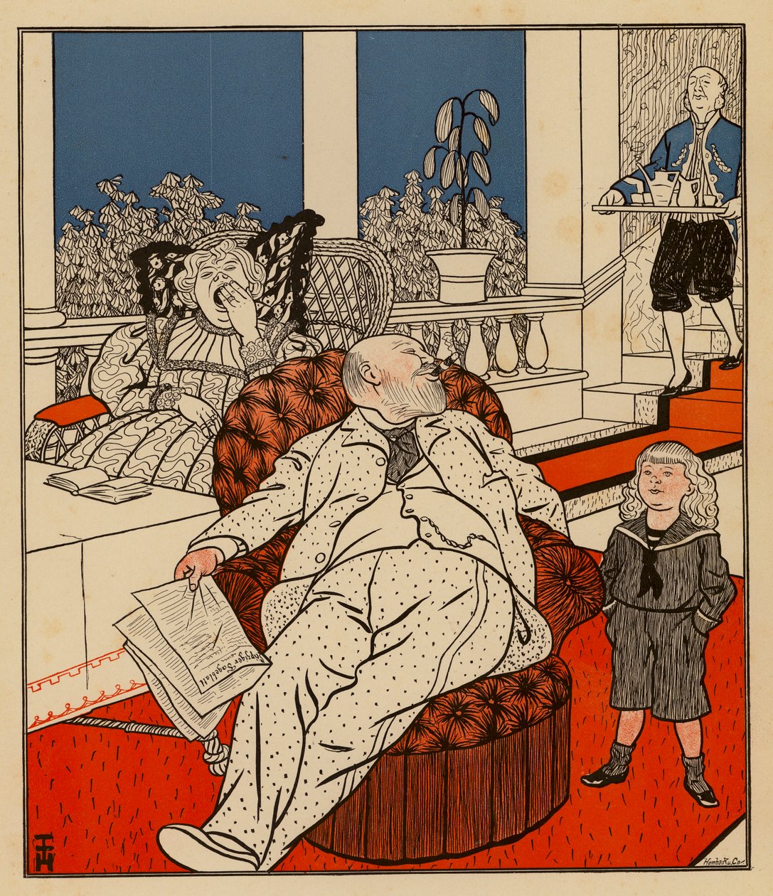 Fiatal fiú kérdezi apjától, mi szeretne lenni, ha felnő (színes litográfia) alkotó: Thomas Theodor Heine