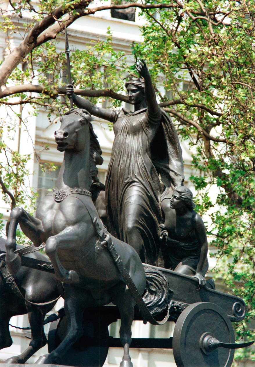Boudicca és lányai szobra szekéren, Temze rakpart, London, 19. század alkotó: Thomas Thornycroft