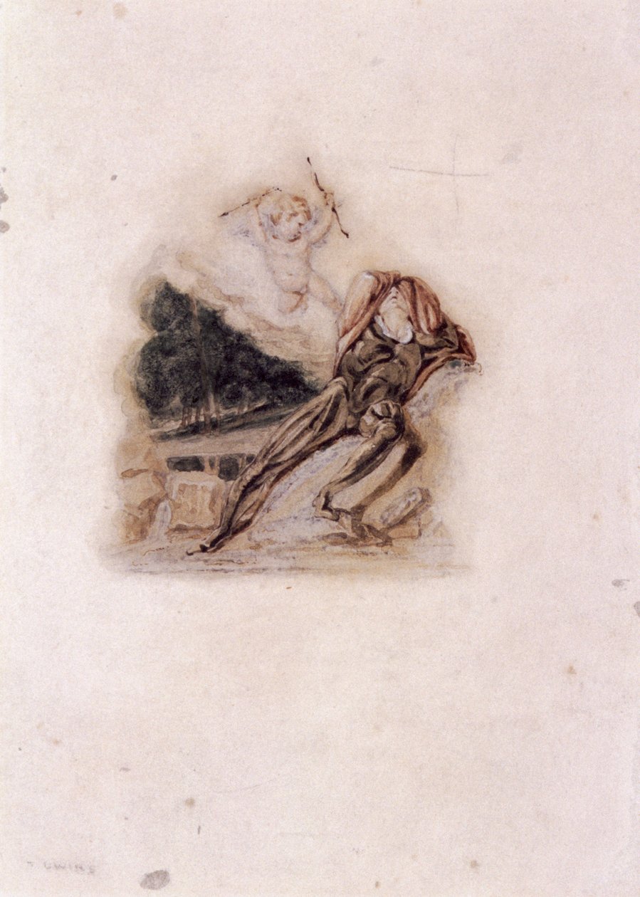 „Ámor és szerető egy szeretett személy halála miatt siránkozik”, c1802-c1857. alkotó: Thomas Uwins