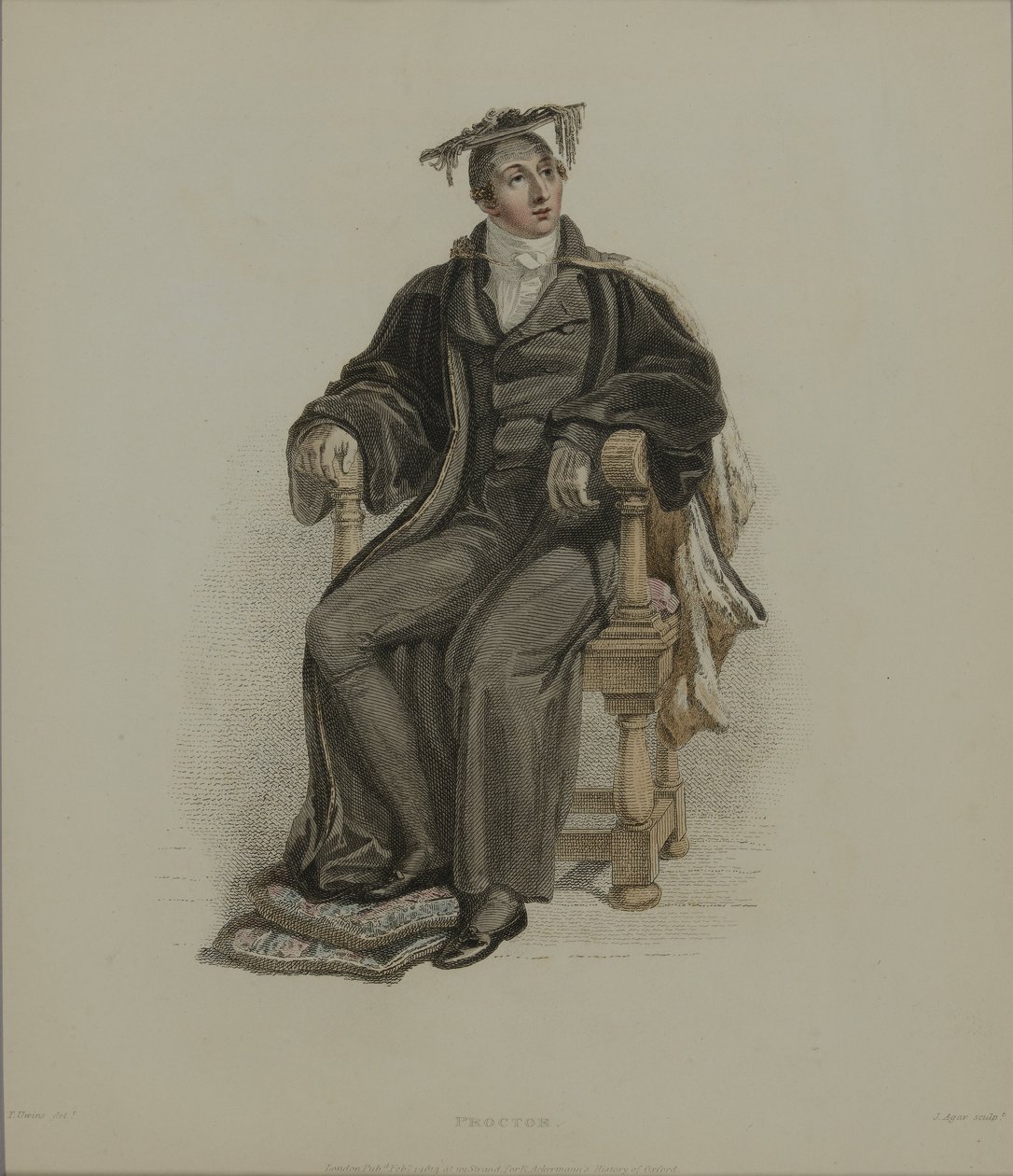 Proctor, metszett J. Agar, megjelent R. Ackermann „History of Oxford” című művében, 1814 (kézzel színezett metszet) alkotó: Thomas Uwins