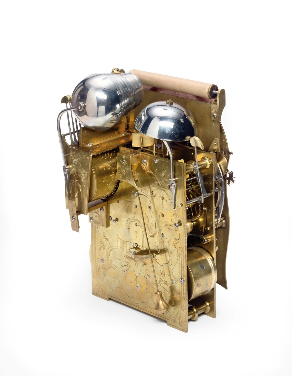 Részlet egy III. György zöld és aranyozott japán zenei automata asztali óráról, amely a Lord Mayor