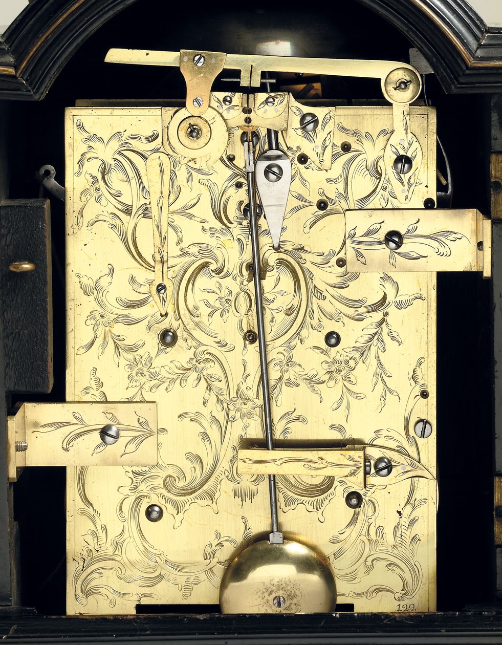 Részlet egy III. György ütős asztali óráról, 1770 körül (fa, üveg és fém) (lásd még: 491921) alkotó: Thomas Wagstaff or Wagstaffe