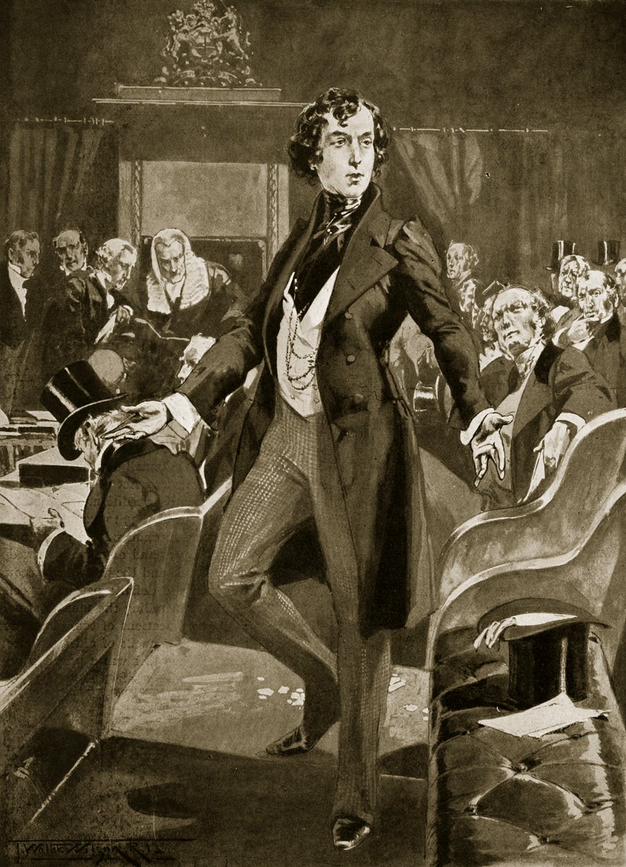 Disraeli első beszéde a Commonsban, illusztráció a 
