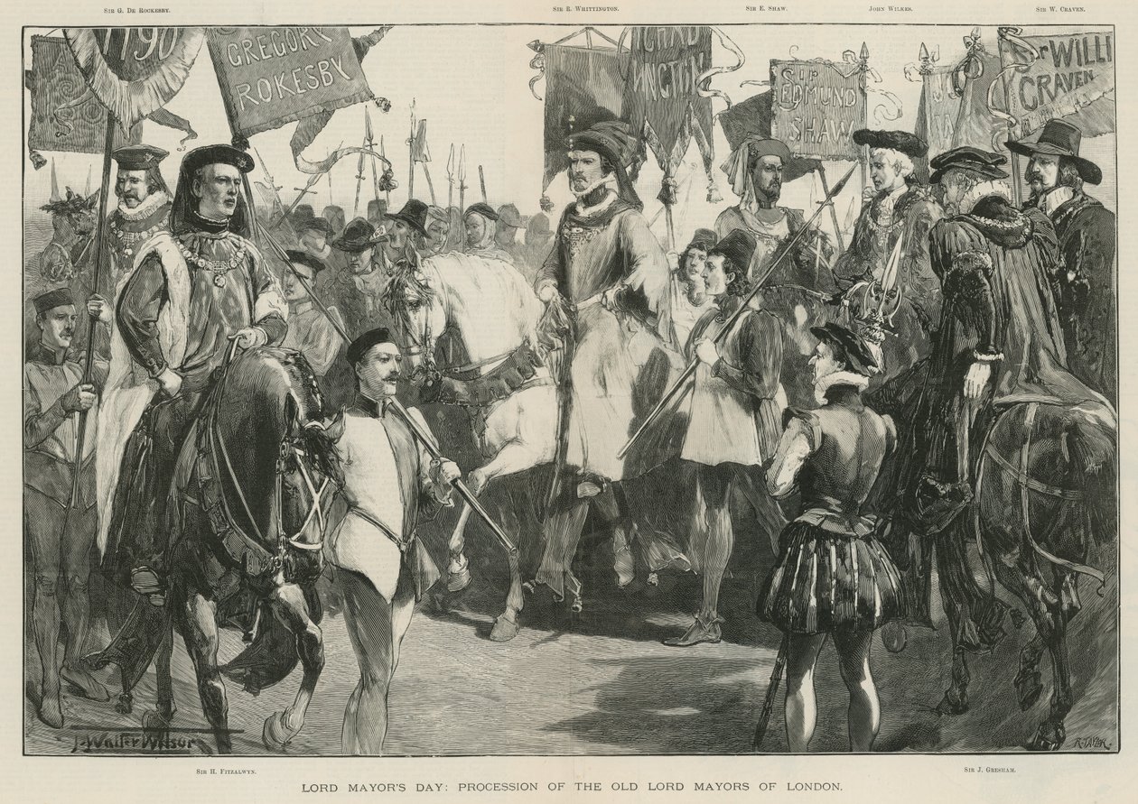 Főpolgármester napja: London régi lordpolgármestereinek felvonulása (litográfia) alkotó: Thomas Walter Wilson