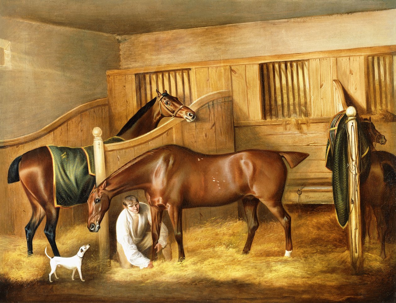 Vadászok az istállóban vőlegénnyel, 1809 alkotó: Thomas Weaver