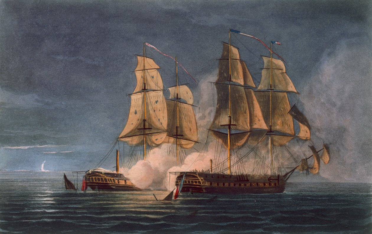A Thetis elfogása a HMS Amethyst által, 1808. november 10., T. Sutherland metszete J. Ralfe "The Naval Chronology of Great Britain" című, 1820-ban kiadott művéhez. alkotó: Thomas Whitcombe