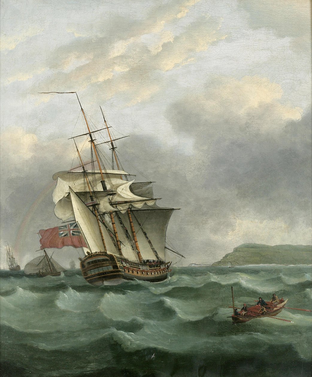 HMS Winterton Dover felé közeledve, Thomas Whitcombe alkotó: Thomas Whitcombe