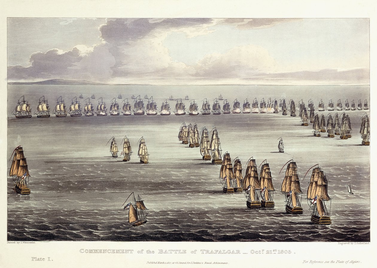 A trafalgari csata kezdete, 1805. október 21., 1817. alkotó: Thomas Whitcombe