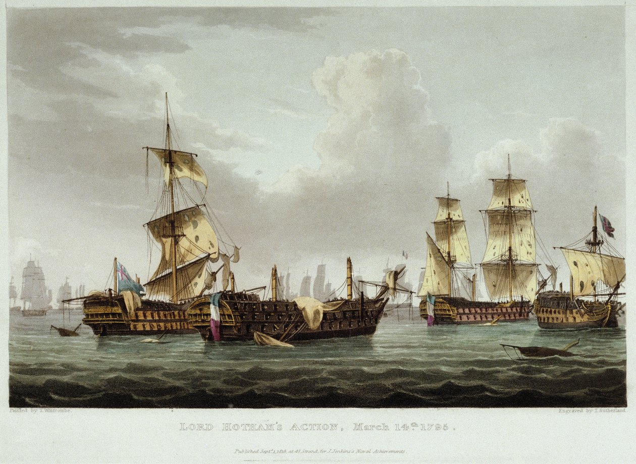 A Lord William Hotham (1736-1813) által vezetett tengeri csata március 14-én alkotó: Thomas Whitcombe