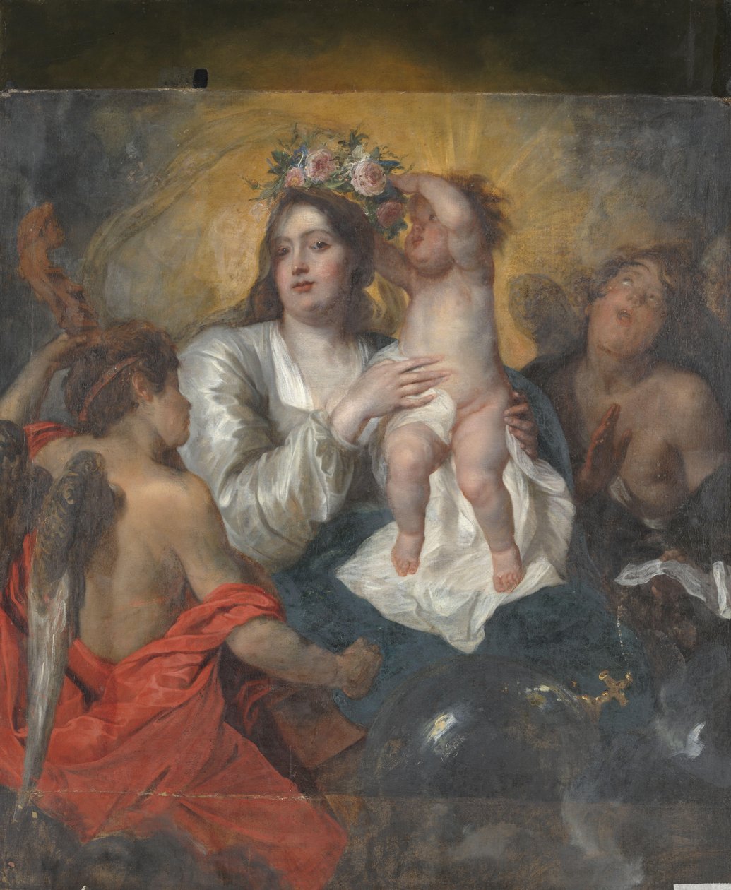 A csecsemő Krisztus által megkoronázott Szűz alkotó: Thomas Willeboirts Bosschaert