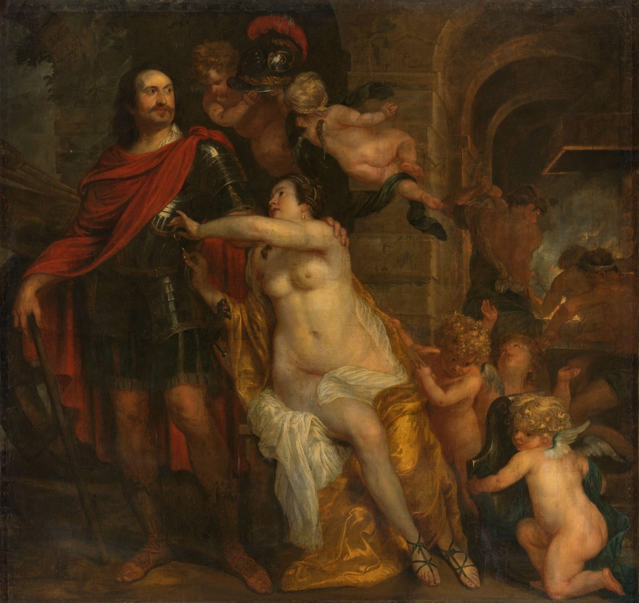 Vénusz felfegyverez egy harcost, esetleg Johan Mauritsot a Vulcan Forge-jában alkotó: Thomas Willeboirts Bosschaert