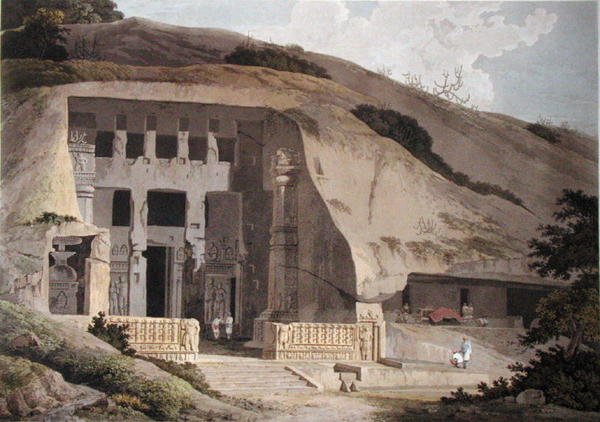 Feltárt templom Salsette szigetén, a „Keleti táj” III. táblája, 1799-ben megjelent (színes akvatinta) (lásd: 136976) alkotó: Thomas und William Daniell
