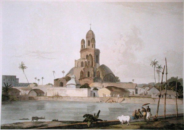 Govinda Ram Mittee pagodája, Kalkutta, V. tábla a „Keleti táj”-ból, 1800-ban (színes akvatinta) alkotó: Thomas und William Daniell