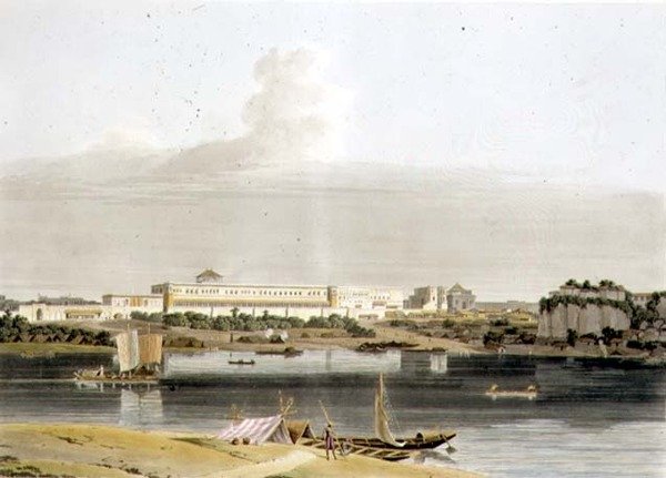 Nawab Shuja Dowla palotája Lucknowban, XVI. tábla a „Keleti tájkép” 4. részéből, kocsma. 1802 (akvatinta) alkotó: Thomas und William Daniell