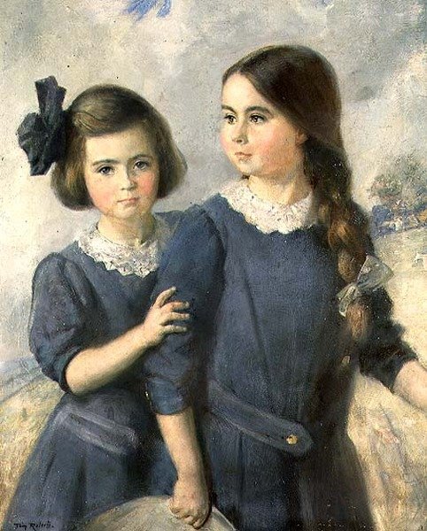Gwynneth és Norah Langton Thompson portréja alkotó: Thomas William Roberts