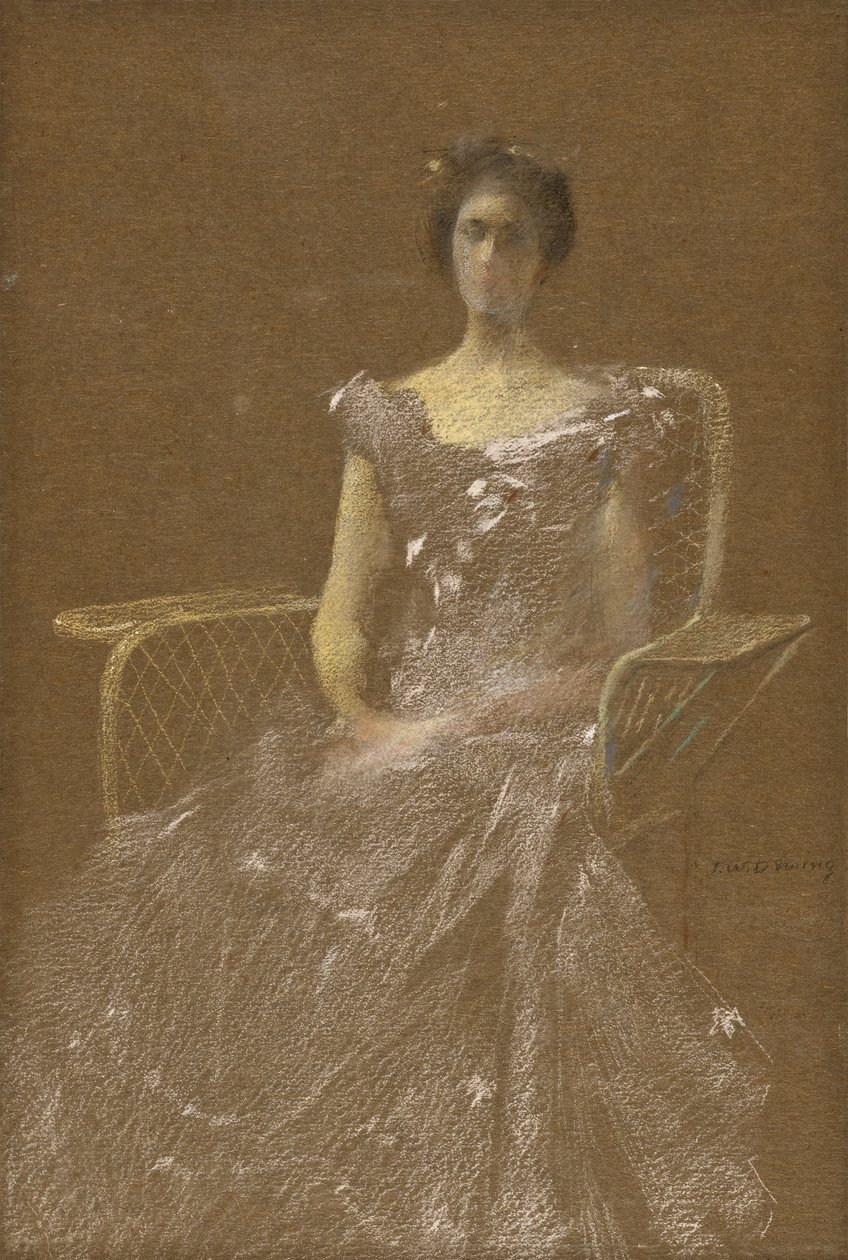 Hölgy rattan karosszékben alkotó: Thomas Wilmer Dewing