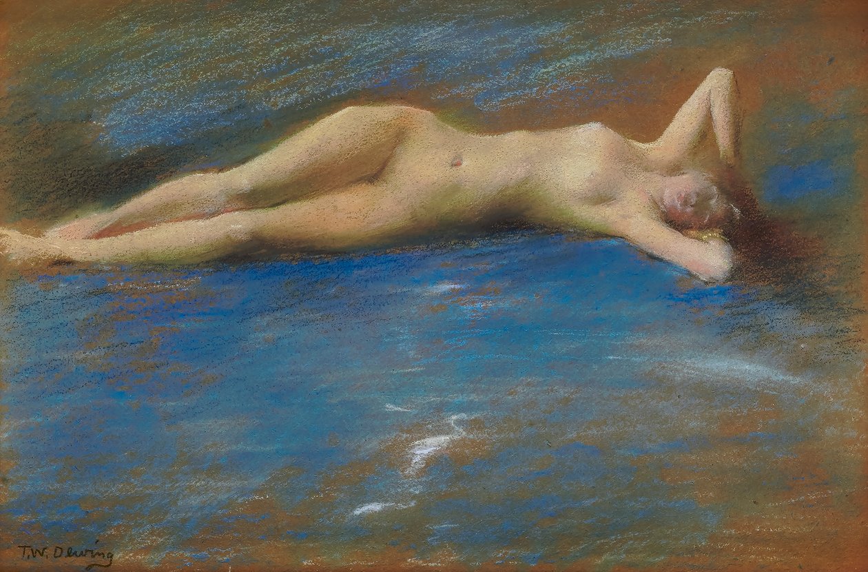 Fekvő akt figura egy lány alkotó: Thomas Wilmer Dewing