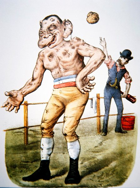 "The Loser" vagy "Throwing-in the sponge", a Currier & Ives által 1883-ban kiadott díjbirkózó karikatúra (színes litográfia) alkotó: Thomas Worth