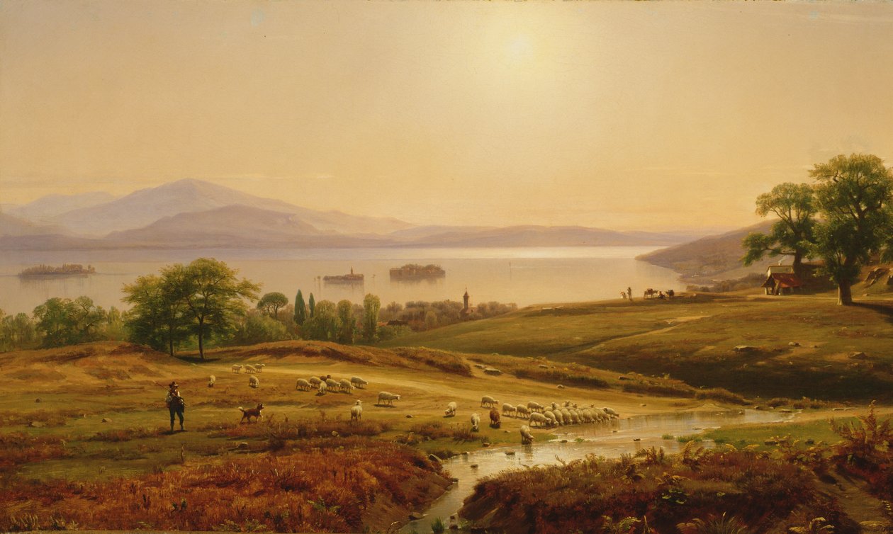 Reggel a Maggiore-tavon, 1860 alkotó: Thomas Worthington Whittredge