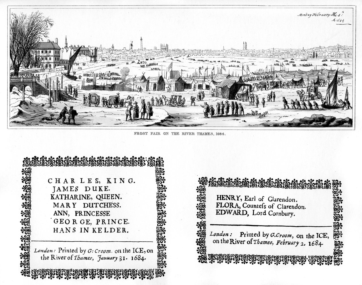 Fagyvásár a Temzén és nyomdaminták, 1684. február, 1840 alkotó: Thomas Wyck