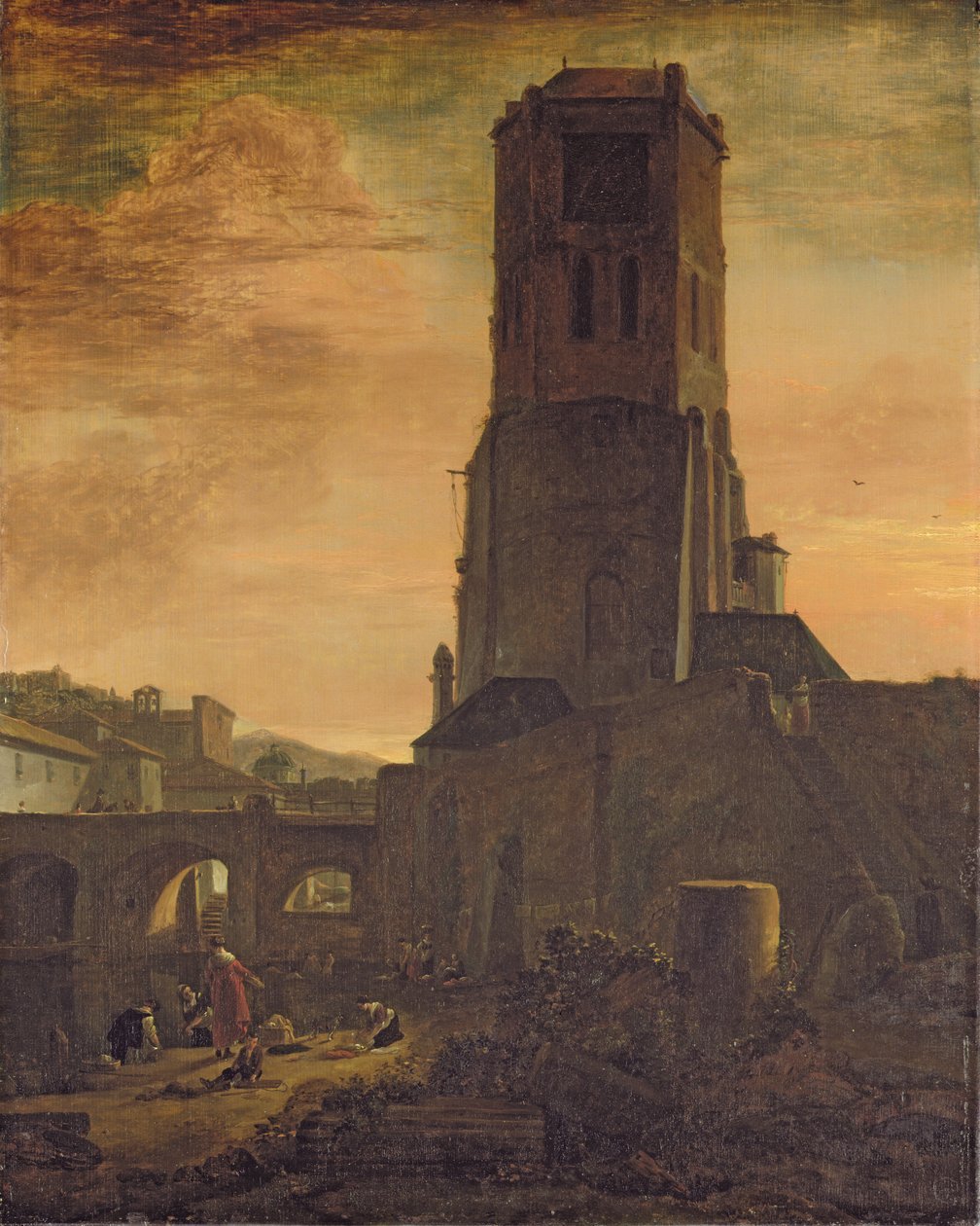 Mosónők a torony lábánál (olaj, tábla) alkotó: Thomas Wyck