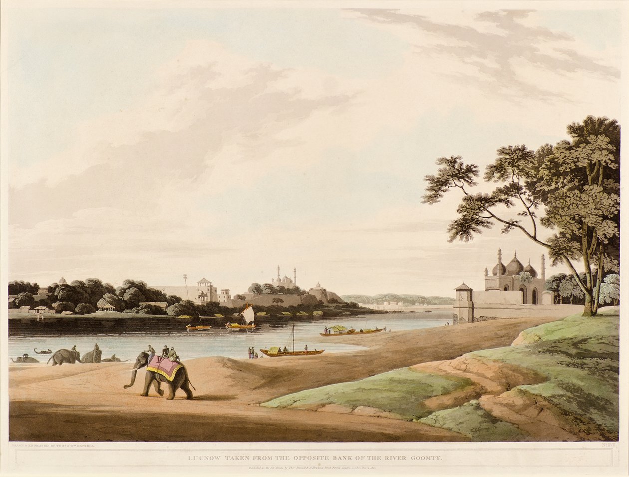 Lucknow a Goomty folyó túlsó partjáról alkotó: Thomas und William Daniell