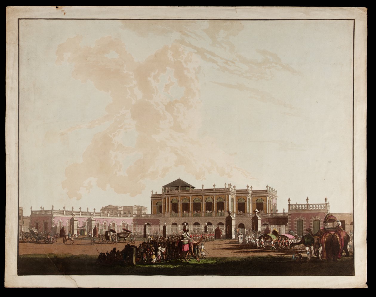 Régi kormányház Kalkutta kilátásából alkotó: Thomas und William Daniell
