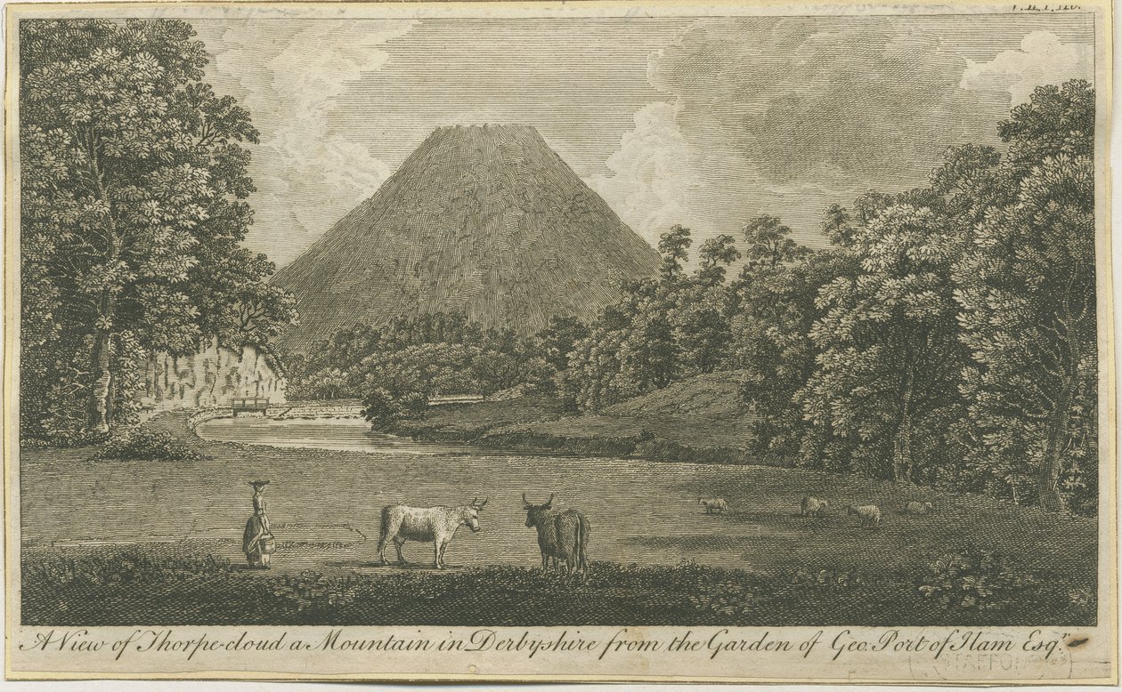 Dovedale – Thorpe Cloud: metszet, nd [c 1790] (nyomtatás) alkotó: Thomas of Derby (after) Smith