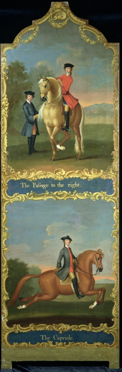 „The Passage to the Right” (fent) és „The Capriole” (lent), 1750 körül alkotó: Thomas, of Pall Mall Butler