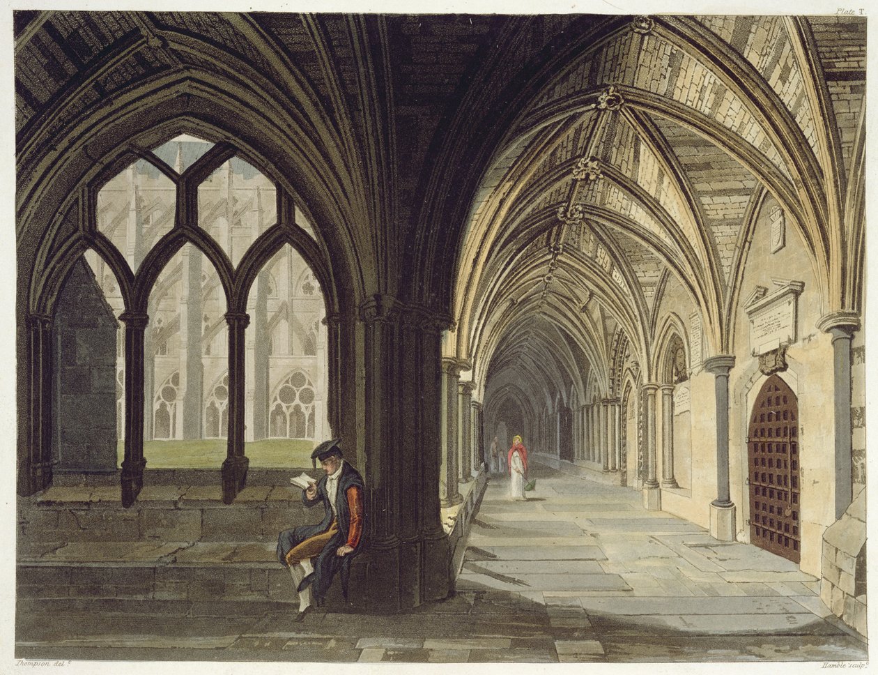 A kerengő délkeleti szöge, T tábla a Westminster apátságból, metszette J.R. Hamble (1775-1825), kiadta Rudolph Ackermann (1764-1834) 1812 (akvatinta). alkotó: Thompson