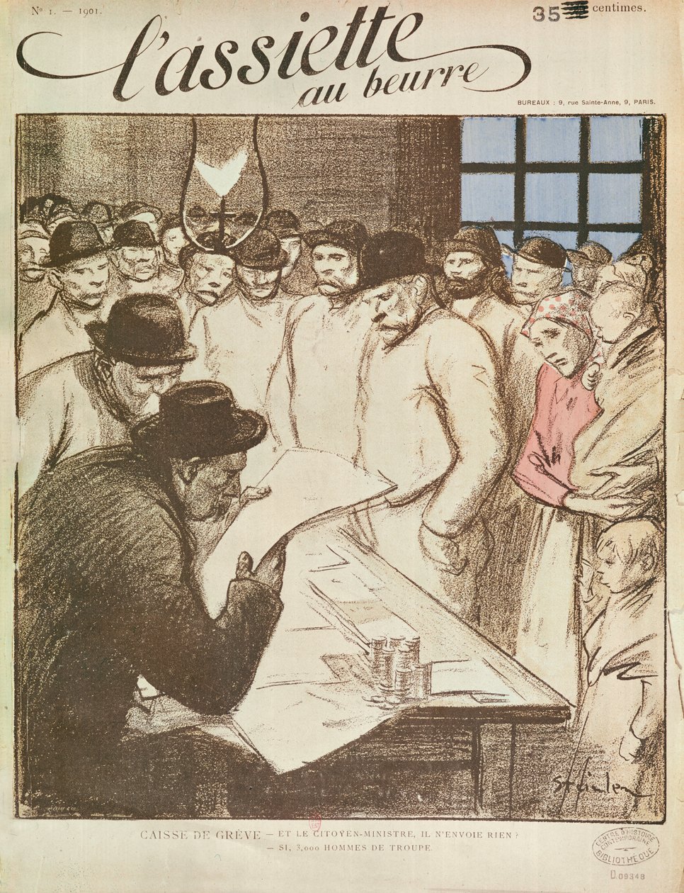 A vajtányér, sz. 1. (ápr. 4.), Caisse de Gr ève, 1901 (kőnyomat) alkotó: Théophile Alexandre Steinlen